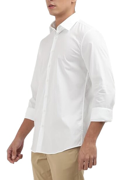 CK Chemise slim en popeline de coton blanc brillant - Chemises pour hommes