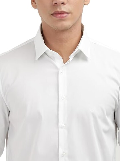 CK Chemise slim en popeline de coton blanc brillant - Chemises pour hommes