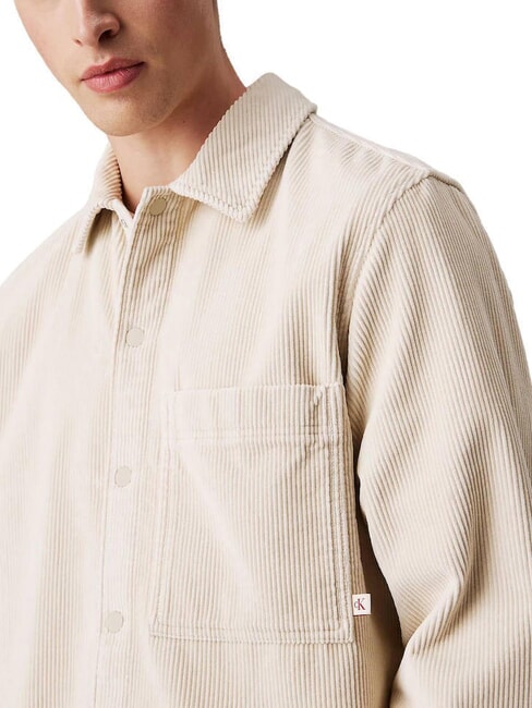 CK JEANS Chemise à manches longues en velours côtelé coupe décontractée pélican - Chemises pour hommes