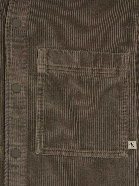CK JEANS Chemise &agrave; manches longues en velours c&ocirc;tel&eacute; coupe d&eacute;contract&eacute;e macadam - Chemises pour hommes