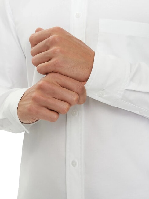 CK JEANS Chemise à manches longues en coton coupe slim blanc brillant - Chemises pour hommes