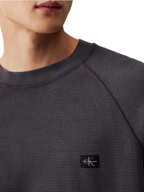 CK JEANS T-shirt &agrave; manches longues en tissu gaufr&eacute; &eacute;b&egrave;ne - T-shirt