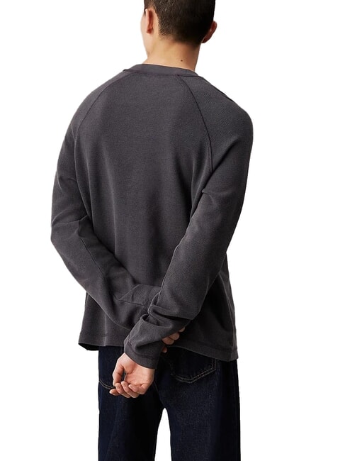 CK JEANS T-shirt &agrave; manches longues en tissu gaufr&eacute; &eacute;b&egrave;ne - T-shirt