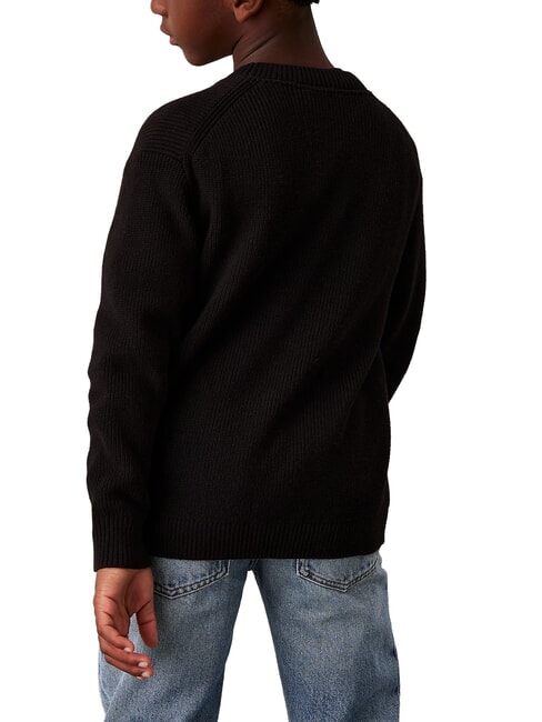 CK KIDS Pull ras du cou en coton avec logo ck noir - Pulls pour enfants