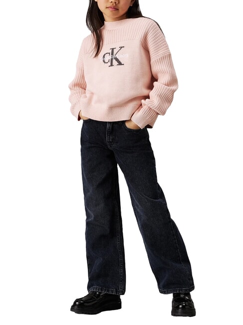 CK KIDS Jean coupe d&eacute;contract&eacute;e pour fille bleu noir rigide - Pantalons pour enfants