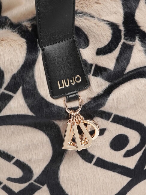 VERRY Grand sac hobo en peluche neutre/noir - Sacs pour Femme