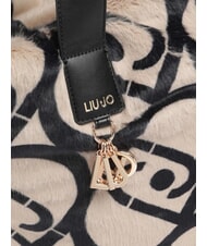 LIUJO VERRY Grand sac hobo en peluche neutre/noir - Sacs pour Femme - 3