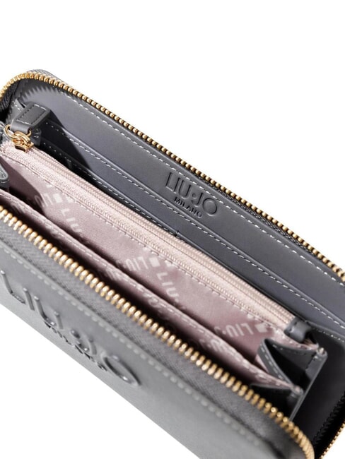 CALIWEN Grand portefeuille zippé en saffiano anthracite - Portefeuilles Femme