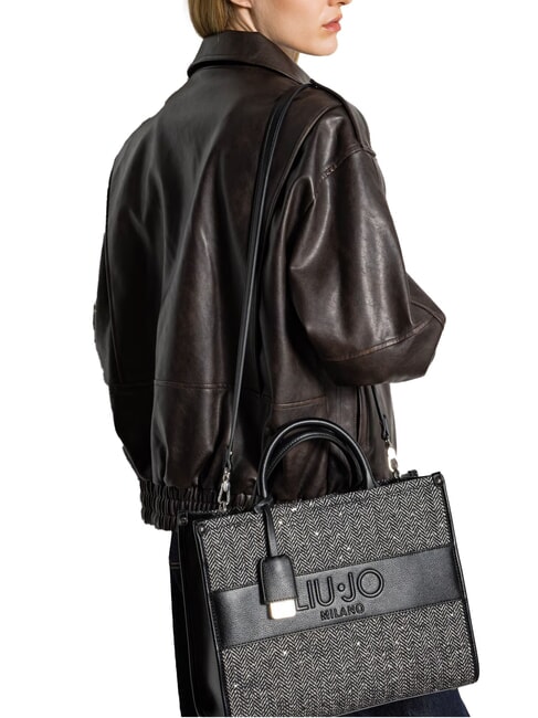 RIDHI Grand sac fourre-tout à chevrons NOIR - Sacs pour Femme