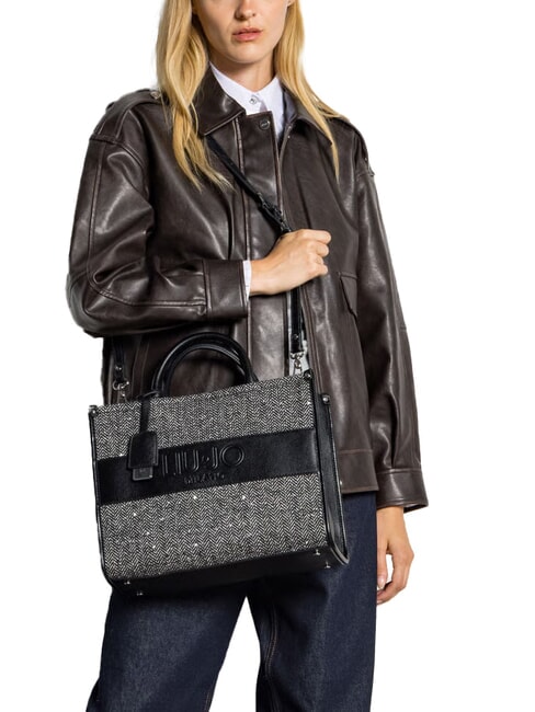 RIDHI Grand sac fourre-tout à chevrons NOIR - Sacs pour Femme