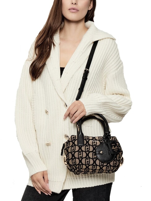 AMELIE Petite malle en tissu jacquard tabac - Sacs pour Femme