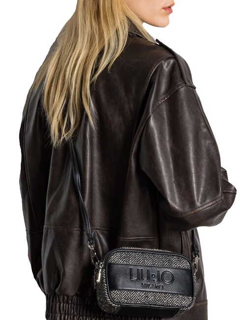 RIDHI Mini sac bandoulière en tissu à chevrons NOIR - Sacs pour Femme