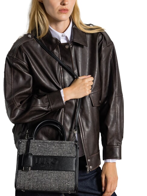 RIDHI Sac fourre-tout à chevrons avec bandoulière NOIR - Sacs pour Femme