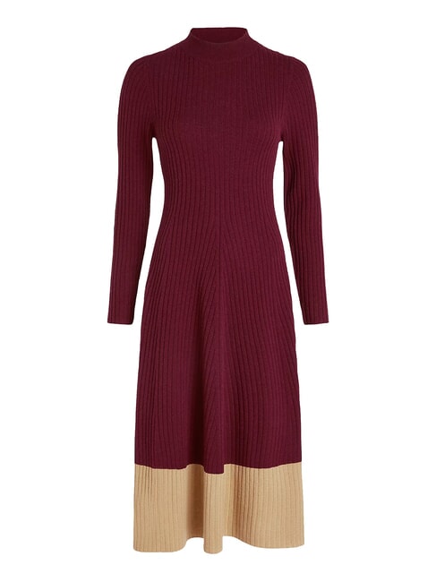 TH  Robe en laine rouge fonc&eacute; - V&ecirc;tements femme