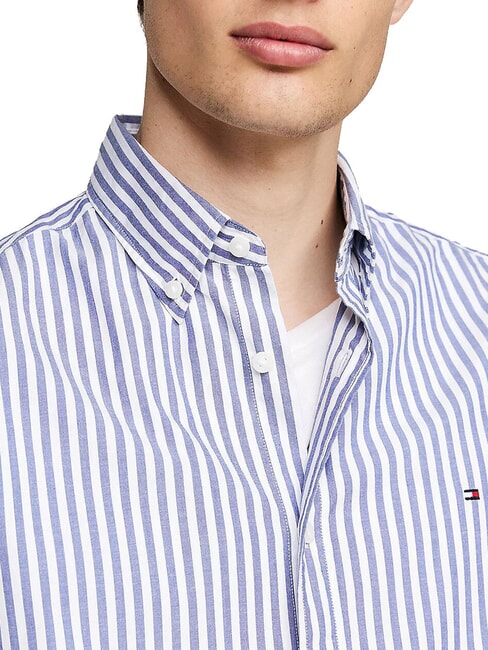 TH Stripes chemise en coton bleu moyen / blanc optique - Chemises pour hommes