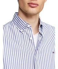 TOMMY HILFIGER TH Stripes chemise en coton bleu moyen / blanc optique - Chemises pour hommes - 3