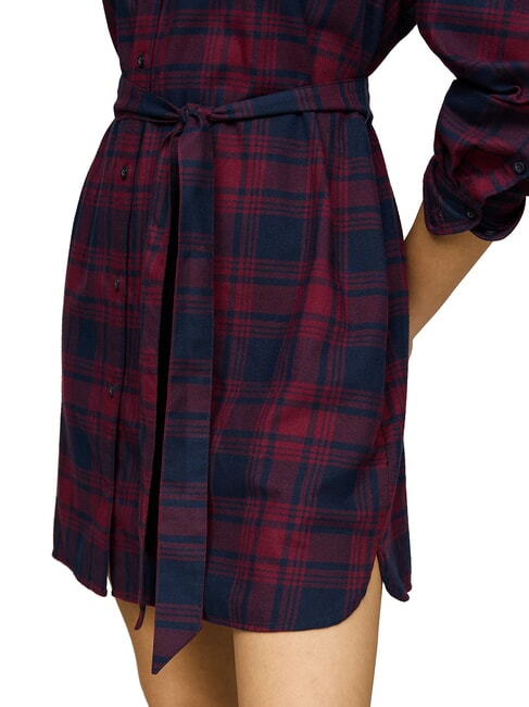 TH JEANS  Robe tartan chèque d'hiver rouge - Vêtements femme