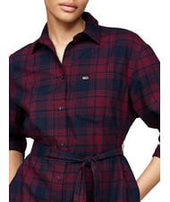 TOMMY HILFIGER TH JEANS  Robe tartan chèque d'hiver rouge - Vêtements femme - 4