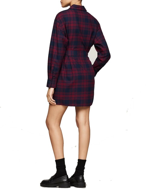 TH JEANS  Robe tartan chèque d'hiver rouge - Vêtements femme