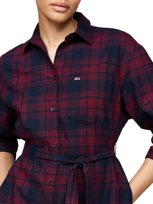TH JEANS  Robe tartan chèque d'hiver rouge - Vêtements femme