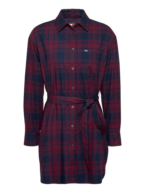 TH JEANS  Robe tartan chèque d'hiver rouge - Vêtements femme