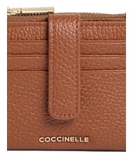 COCCINELLE METALLIC SOFT Mini portefeuille en cuir Cognac - Portefeuilles Femme - 3