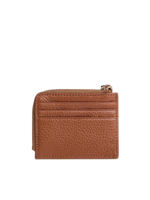 TASSEL Porte-cartes zippé en cuir martelé Cognac - Portefeuilles Femme
