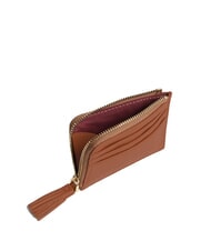 COCCINELLE TASSEL Porte-cartes zippé en cuir martelé Cognac - Portefeuilles Femme - 4