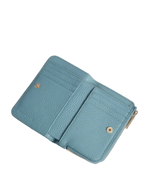 METALLIC SOFT Petit portefeuille en cuir bleu arctique - Portefeuilles Femme