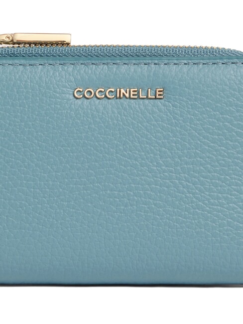 METALLIC SOFT Petit portefeuille en cuir bleu arctique - Portefeuilles Femme