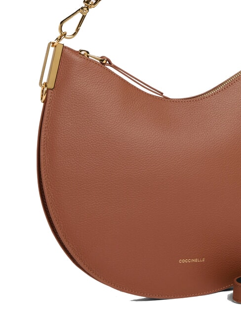 SUNUP Sac à bandoulière en cuir de taille moyenne cognac/noir - Sacs pour Femme