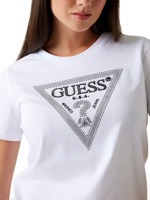 SS CN KRYSTAL TRIANGLE T-shirt &agrave; manches courtes avec clous et strass blanc pur - T-shirt