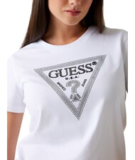 GUESS SS CN KRYSTAL TRIANGLE T-shirt à manches courtes avec clous et strass blanc pur - T-shirt - 3