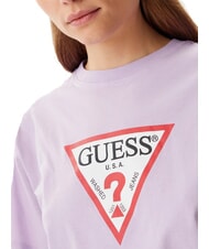 GUESS JEANS SS CN BOXY ICONIC  T-shirt en coton fleur lilas - T-shirt - 3