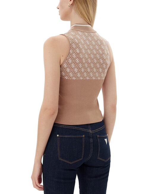 LISE 4G Cardigan à col ras du cou sable humide et crème c - Chandails pour femmes