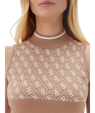 GUESS LISE 4G Cardigan &agrave; col ras du cou sable humide et cr&egrave;me c - Chandails pour femmes - 3