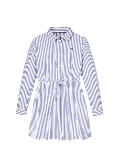 TH Robe en coton bleu moyen / blanc optique - Robes pour petites filles