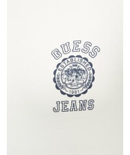 GUESS JEANS LOGO STAMP T-shirt slim à manches courtes bruyère blanche pure - T-shirt - 4