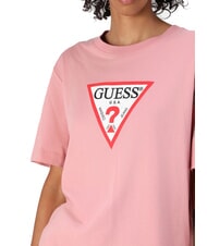 GUESS JEANS ICONIC T-shirt &agrave; manches courtes coupe d&eacute;contract&eacute;e l&eacute;g&egrave;rement rose - T-shirt - 3