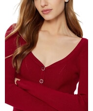 GUESS KATELYN Cardigan côtelé avec boutons bijoux sirène rouge - Chandails pour femmes - 3