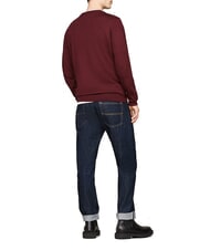 TOMMY HILFIGER TH  Pull en laine à col rond rouge foncé - Pulls pour hommes - 2