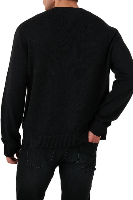 TH JEANS  Pull col rond noir - Pulls pour hommes