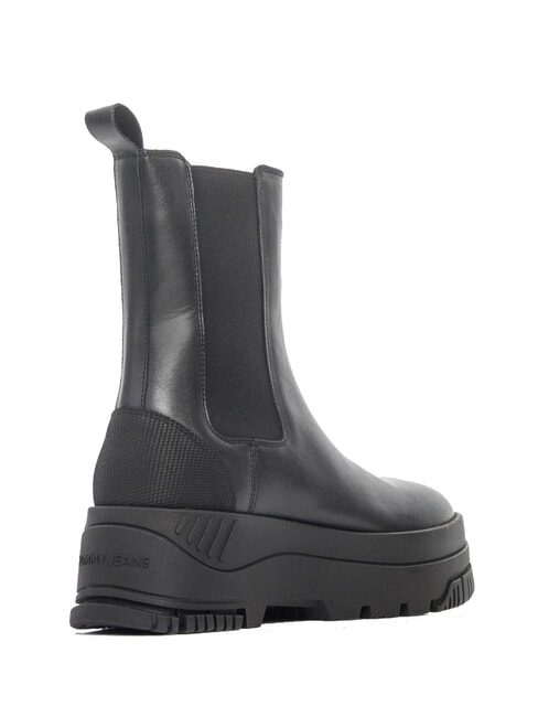 TH JEANS  Bottines hautes en cuir noir - Chaussures Femme