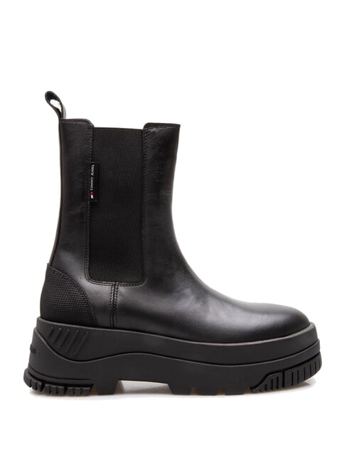 TH JEANS  Bottines hautes en cuir noir - Chaussures Femme