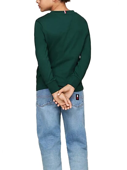 TH KIDS T-shirt en coton à manches longues vert ornemental - Tee-shirt enfant