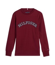 TOMMY HILFIGER TH KIDS T-shirt en coton &agrave; manches longues rouge fonc&eacute; - Tee-shirt enfant - 3
