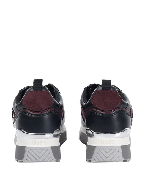 MAXI WONDER 01 Baskets en cuir et mesh noir/cramoisi - Chaussures Femme