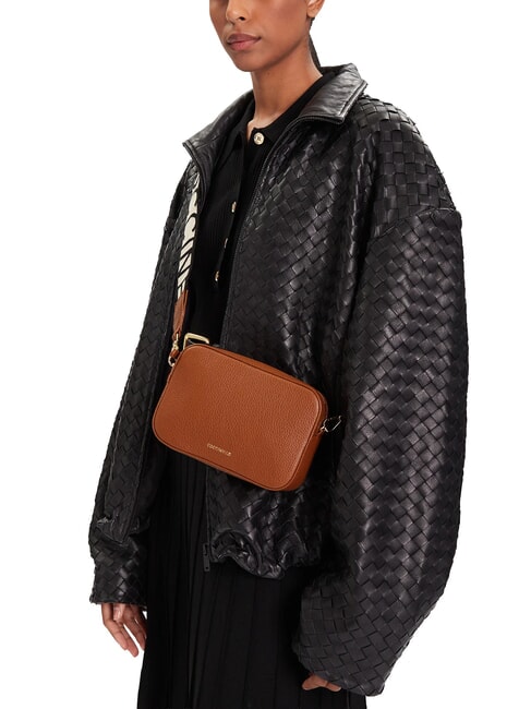 TEBE Sac &agrave; bandouli&egrave;re en cuir textur&eacute; Cognac - Sacs pour Femme