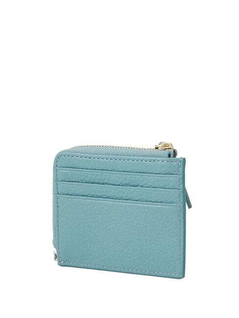 TASSEL Porte-cartes zippé en cuir martelé bleu arctique - Portefeuilles Femme