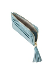 COCCINELLE TASSEL Porte-cartes zippé en cuir martelé bleu arctique - Portefeuilles Femme - 3